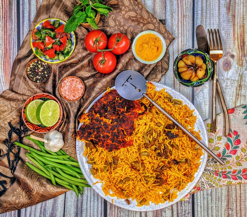 لوبیا پلو با گوشت
