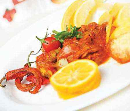 خورشت دل مرغ با چیپس خانگی